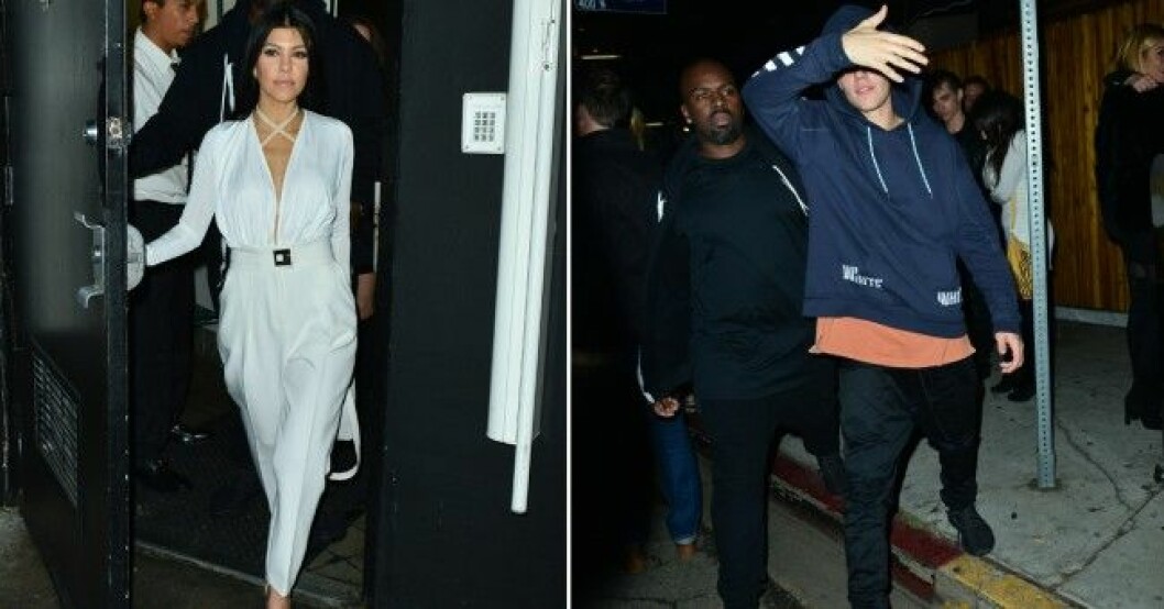 Kourtney Kardashian lämnar The Nice Guy, med Justin Bieber hack i häl, som inte ville visa sitt ansikte. kardashian-bieber