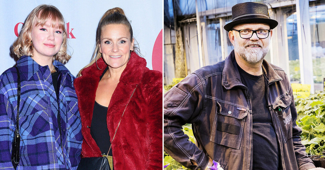 Till vänster: På galapremiär med dottern Klara som pluggar musik och är artist. Till höger: Gamle TV4-profilen Bo Rappne på Ulriksdals slottsträdgård.