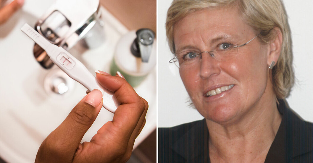 <strong>Karin Pettersson ser gravida varje vecka som tvingas födas tidigare på grund av att de fått corona.</strong> Ett graviditetstest och en bild på överläkaren Karin Pettersson.