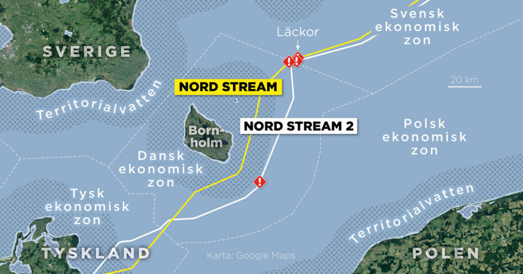 Karta över vattnet där läckorna var.