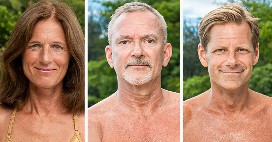 Katarina, Ola och Mattias träffade Julia redan innan Robinson. <strong>Foto: TV4.</strong> Katarina Billman, Ola Helt och Mattias Pettersson i Robinson 2020.