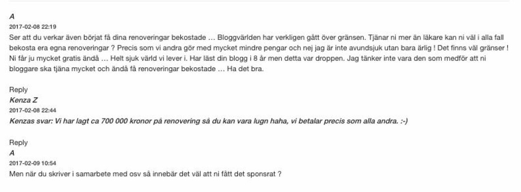 Faksimil Kenzas blogg kenza-svar