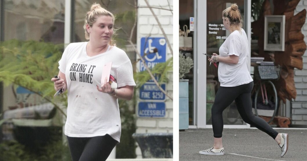 Kesha sportade en helt naturlig look i Los Angeles. Foto: Ibl