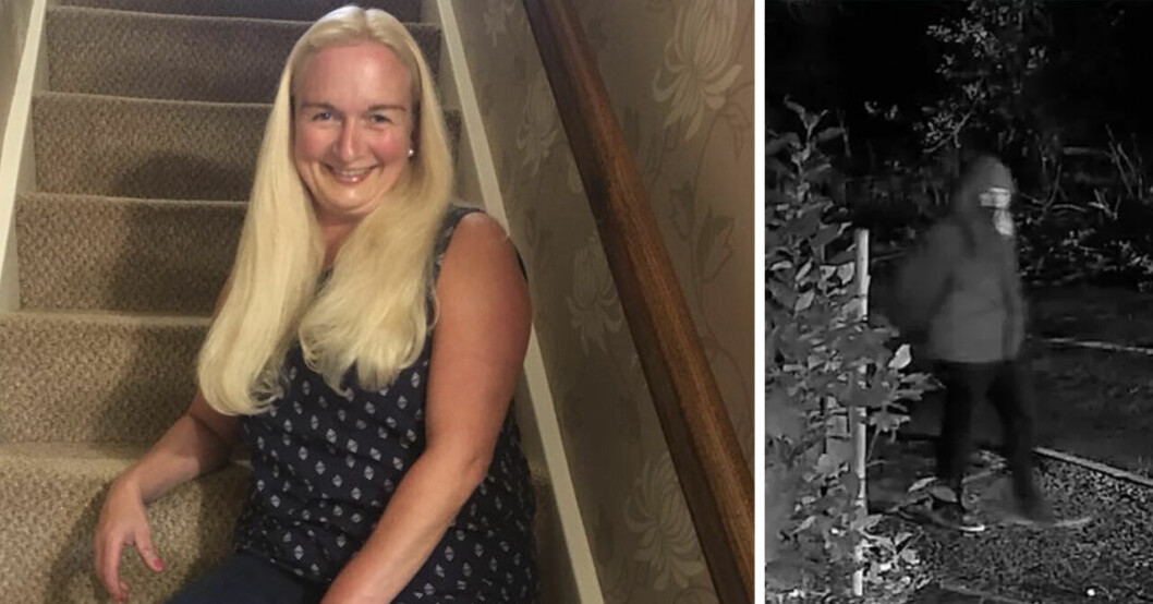 Clair Ablewhite till vänster och mördaren John Jessop fångad på övervakningskamera till höger.