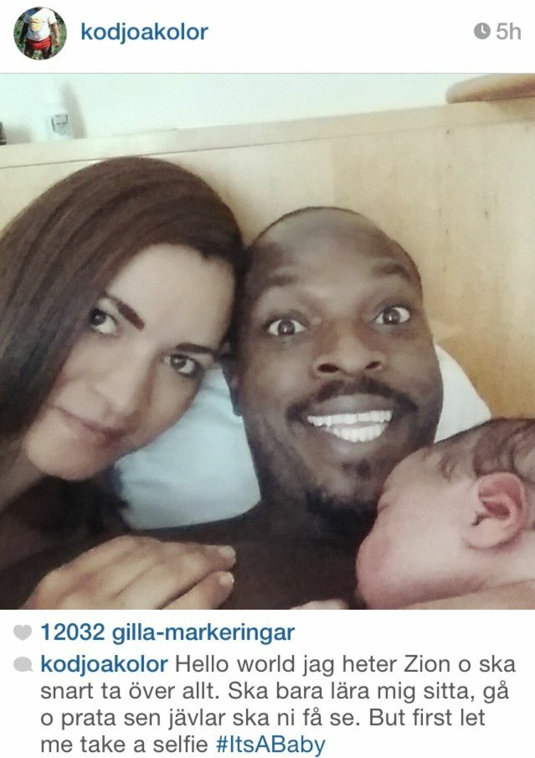 Kodjo Akolor, Olga och lille Zion. Foto: Instagram//@kodjoakolor Foto: Instagram//@kodjoakolor