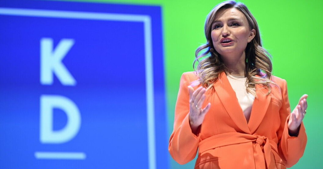Kristdemokraternas partiledare Ebba Busch hoppar av söndagens partiledardebatt i SVT. Arkivbild. Ebba Busch hoppar av partiledardebatt
