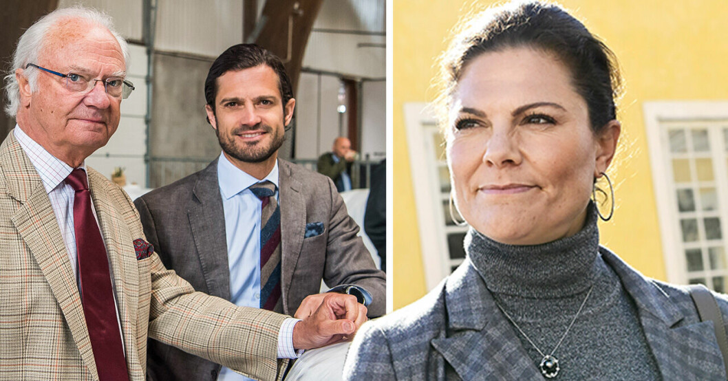 Prins Carl Philip, kung Carl Gustaf och kronprinsessan Victoria.mm