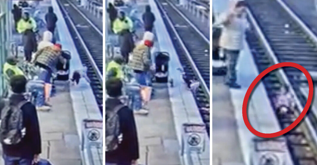 32-åriga kvinnan puttar 3-åriga flickan – ner mot tågspåret