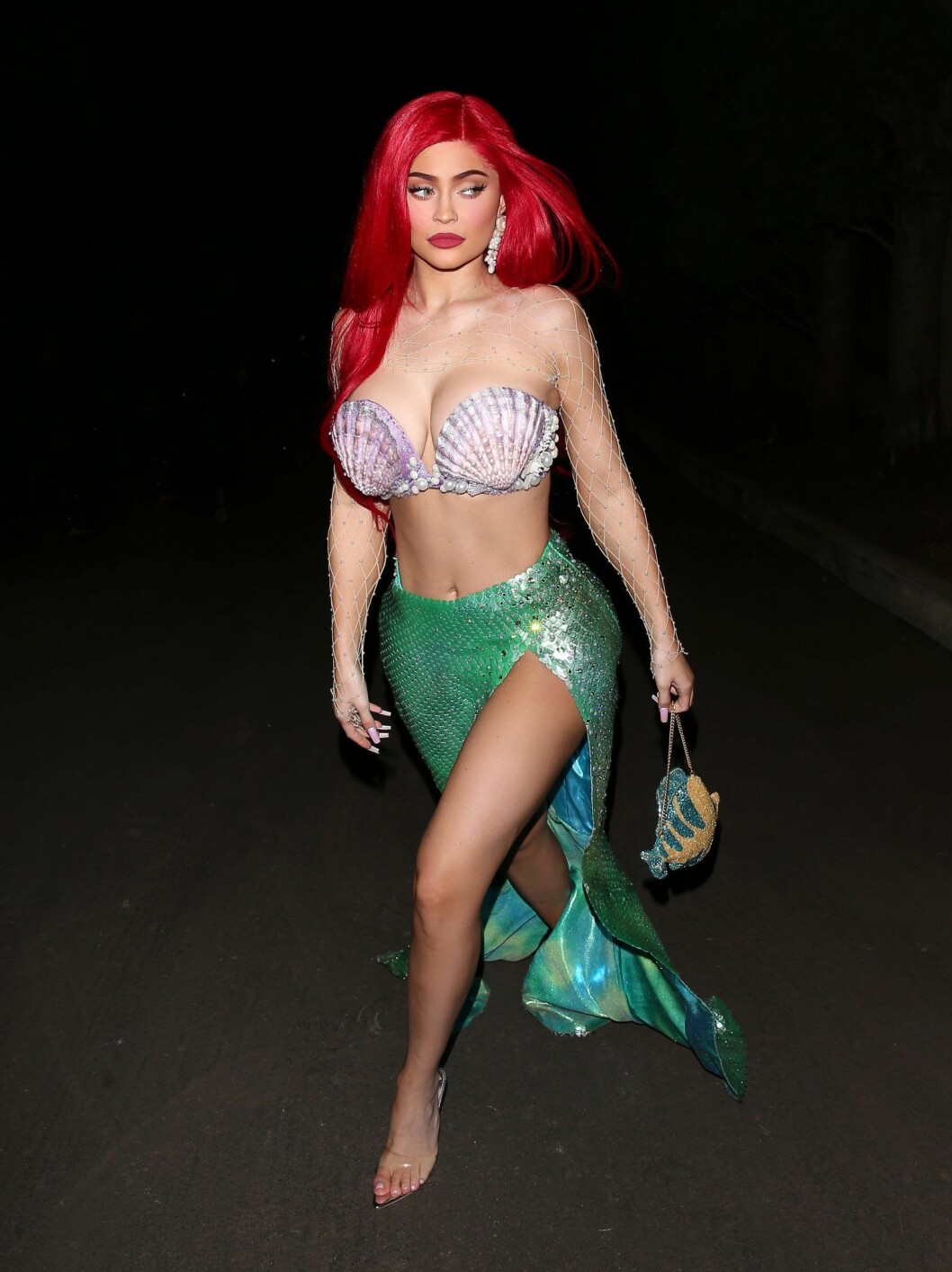 Kylie Jenner som sjöjungfrun Ariel. Kylie Jenner på Halloween