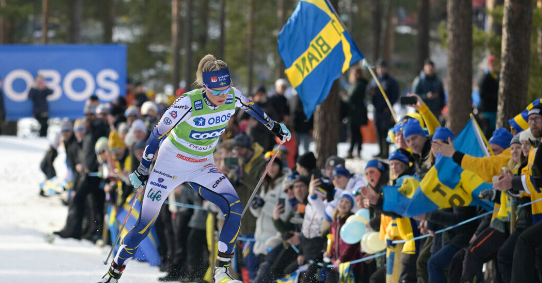 Längdskidstjärnan Frida Karlsson i tävlingsspåren i Falun. Längdskidor i Falun om Sverige får OS