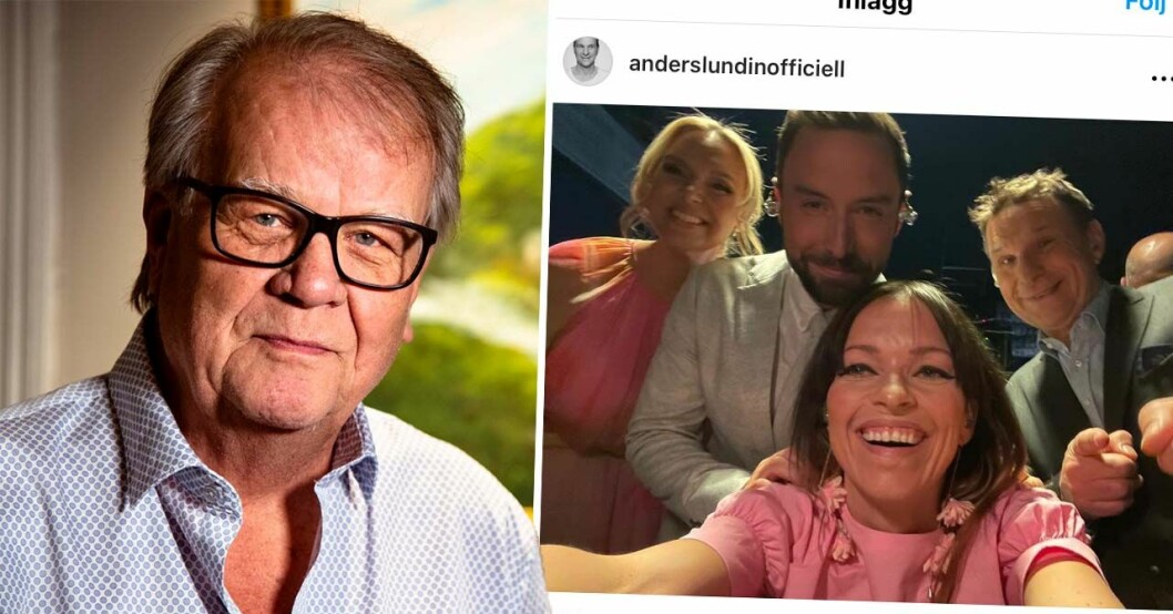 Lasse och de andra Allsång på Skansen-programledarna