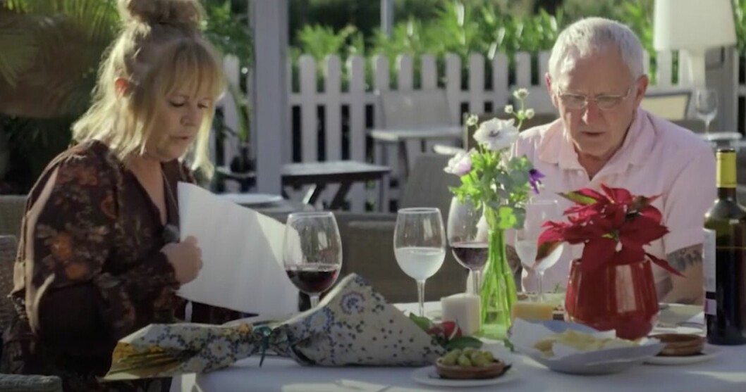 Leif och Anki på slutdejt. FOTO: TV4 Leif och Anki äter middag i Bonde söker – fru jorden runt