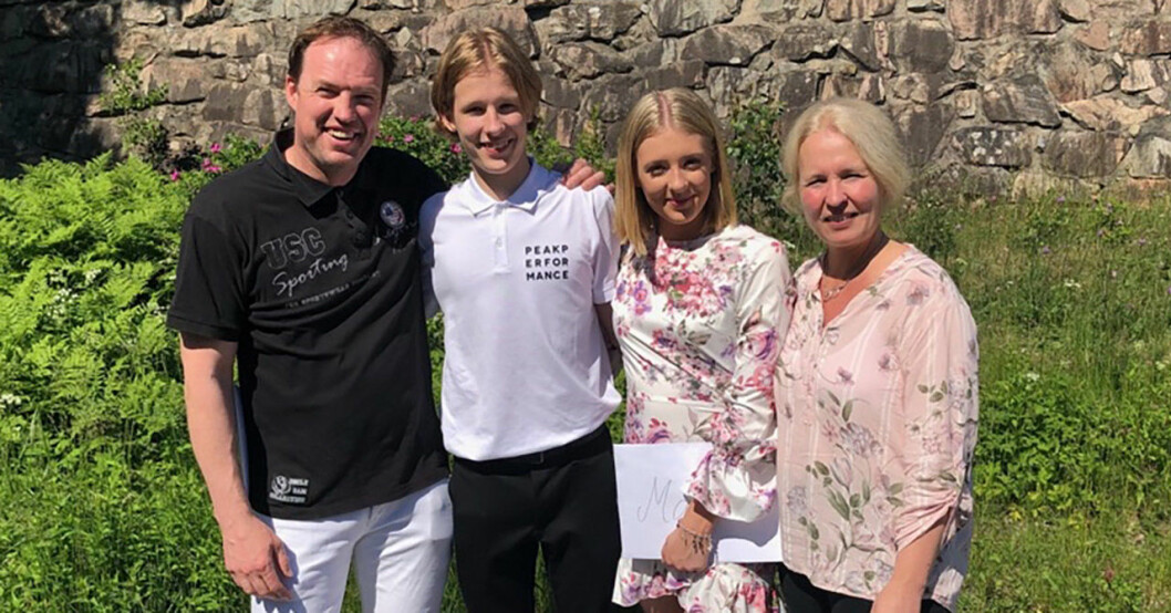 Leif med fästmön Anna och barnen Alfred och Maja i dag. Robinson-Leif Svensson med familjen.