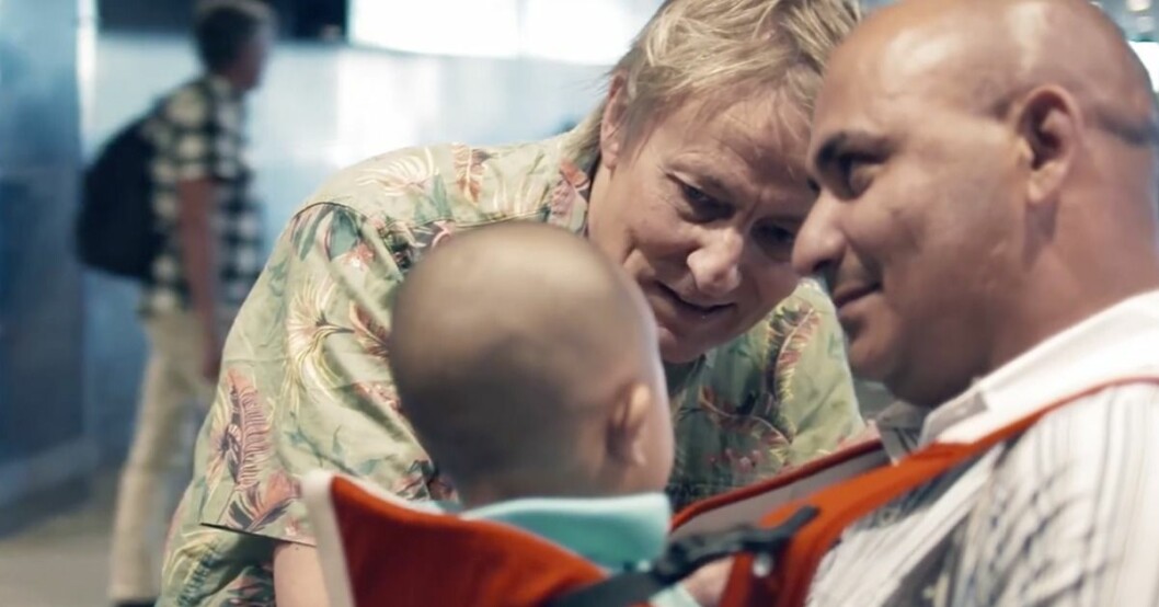 Lars Lerin tillsammans med sin familj. Lars Lerin och Junior.
