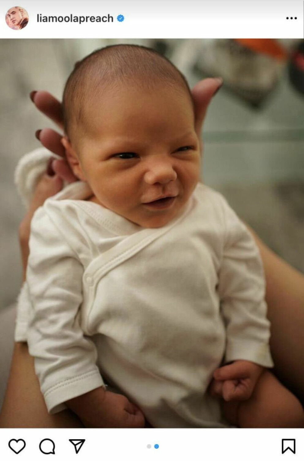 Liamoos första bild på sitt barn, dottern Alina. Liamoos bild på sin dotter Alina