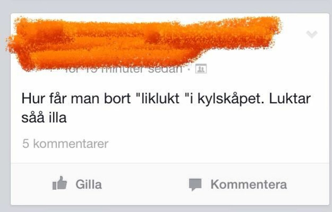 Någon avslöjade lite väl mycket som sina kylskåpsvanor på Facebook. liklukt