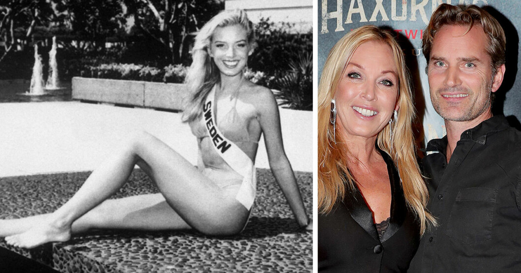 Linda Lindorff 1990 och med maken Jacob 2019. Linda Lindorff i Fröken Sverige 1990 och med maken Jacob 2019.