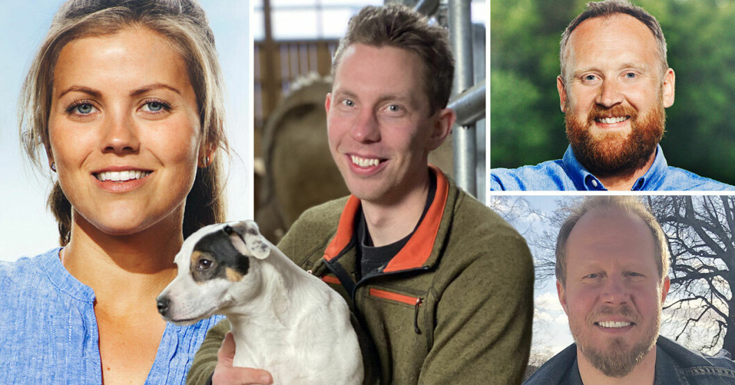 Linn Regild, Erik Bolang, Erik Carlsson och Jon-Erik Andersson i Bonde söker fru – kärlek åt alla 2020.