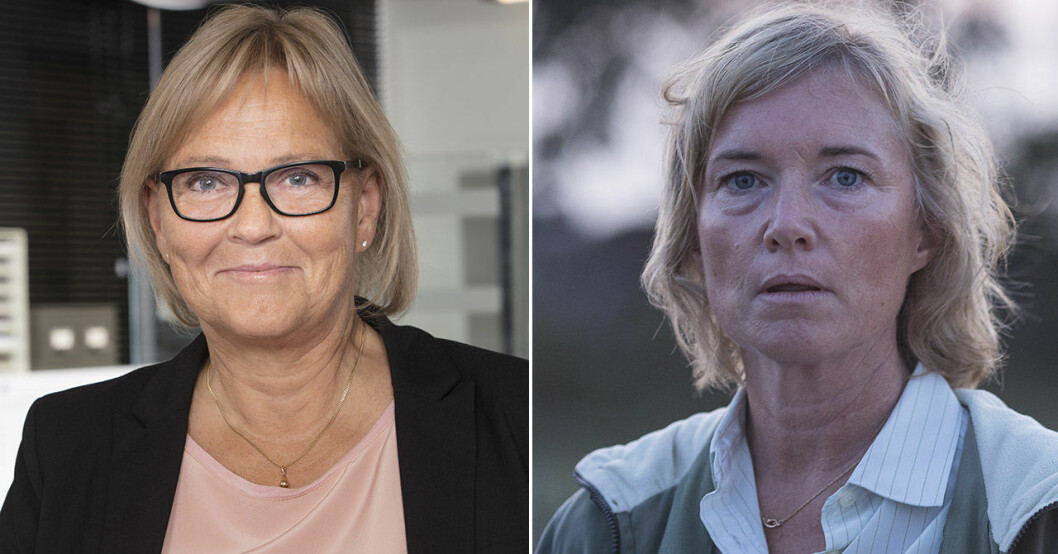 Monica Olhed (till vänster) spelas i Jakten på en mördare av Lotten Roos. Lotten Roos och Monica Olhed.