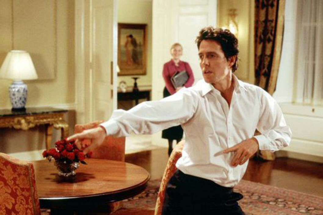 Hugh Grant som premiärministern i “Love actually”. Hugh Grant som premiärministern i "Love actually". Foto: IMDB