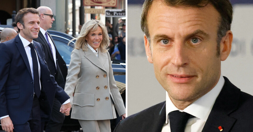 Frankrikes president Emmanuel Macron fick en känslig fråga.