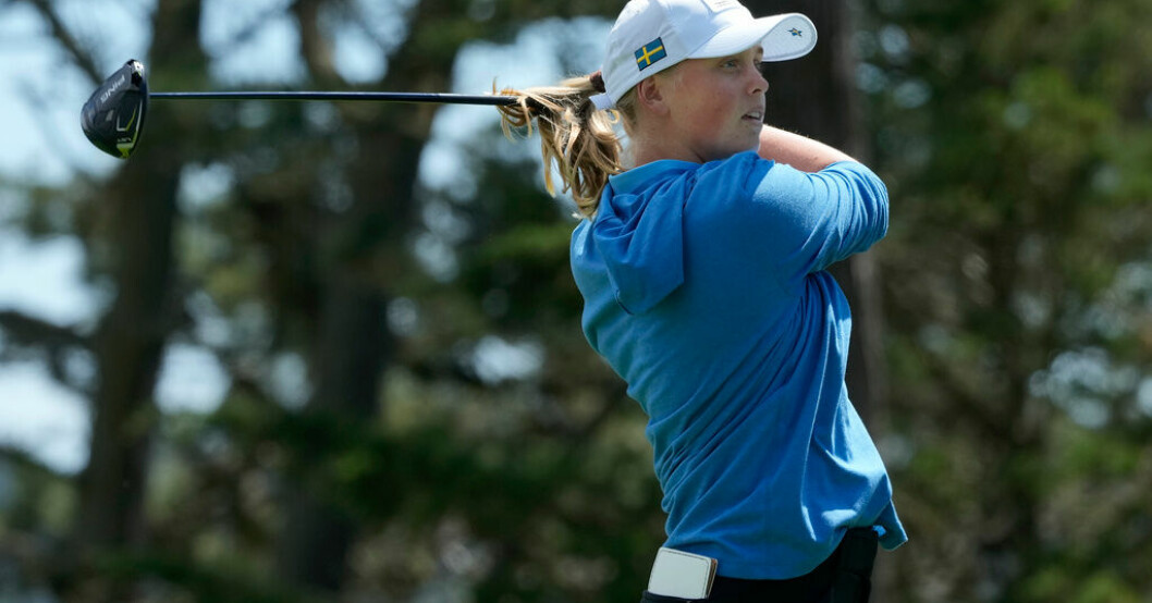 Maja Stark i en bild från i torsdags. Sverige fyra i LPGA-lagtävlingen