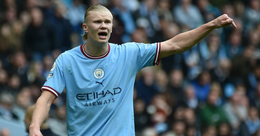 Manchester City's Erling Braut Haaland. Arkivbild. Haaland jagar Ronaldo – målrekord i sikte