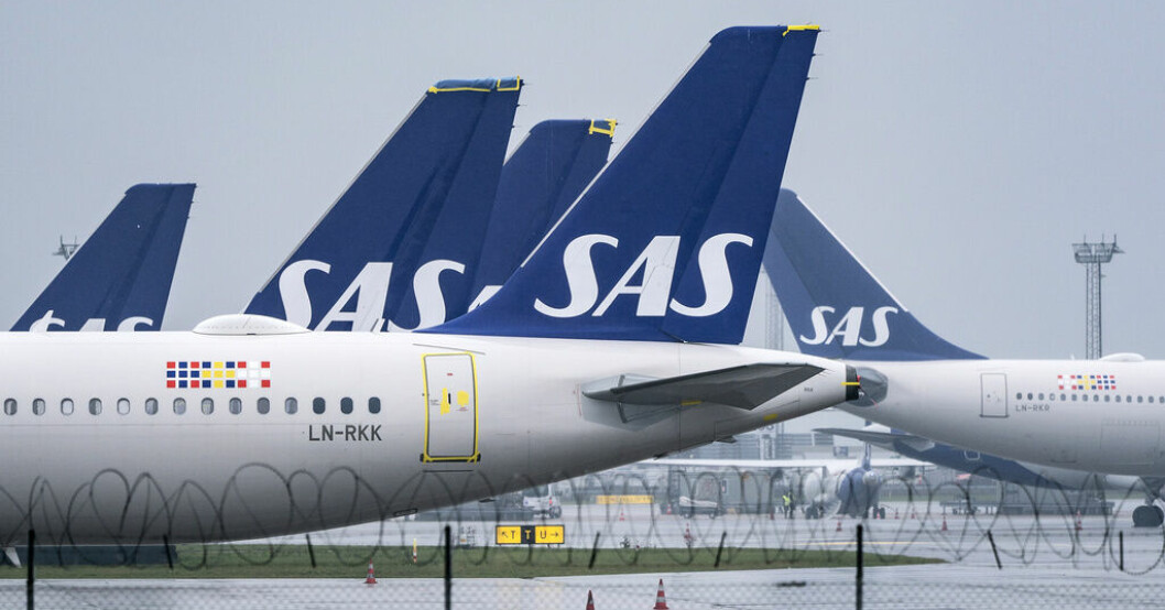 Många SAS-plan stod parkerade i pandemin. Arkivbild. Aktieanalytiker: Konkursrisk ökar för SAS