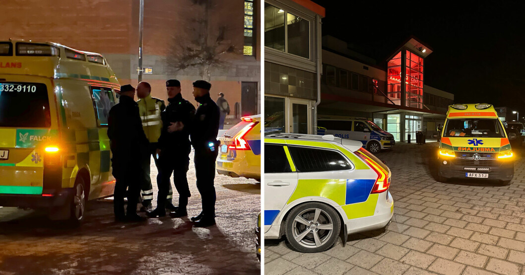 Misstänkt människorov i Skogås utanför Stockholm.