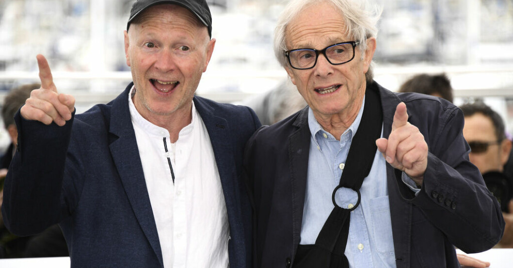 Manusförfattaren Paul Laverty tillsammans med Ken Loach på filmfestivalen i Cannes 2019. Arkivbild. Loach gör sista Cannes: Tror inte det blir mer