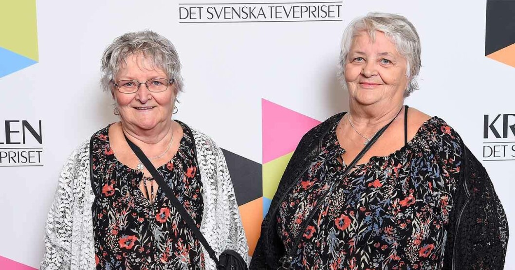 Gunnel och Maritta på Kristallen-galan. Maritta Söderström tillsammans med Gunnel Hyvönen.