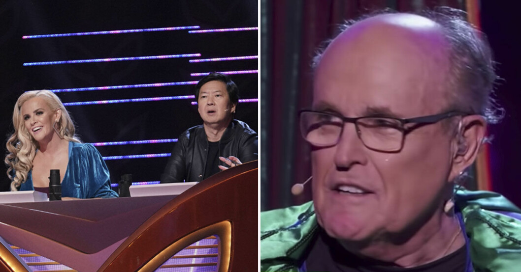 Jurymedlemmarna Jenny McCarthy och Ken Jeong (vänster bild) och Rudy Giuliani utklädd till papegoja. Ken Jeong och Rudy Giuliani