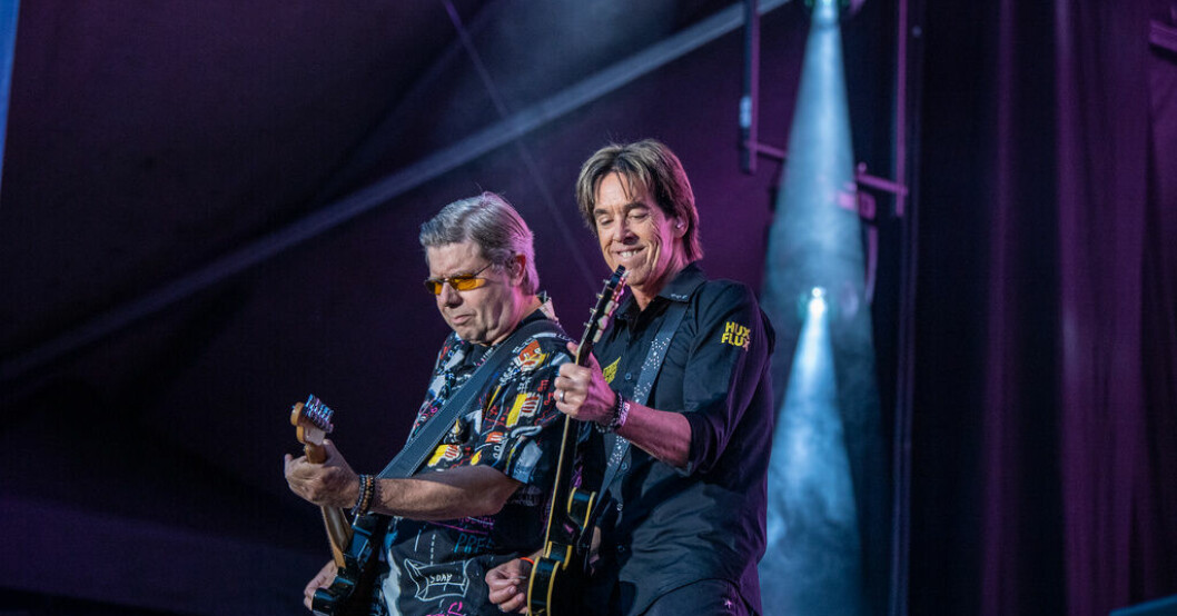 Mats "MP" Persson och Per Gessle i Gyllene Tider på premiärkonserten för sommarturnén. Gyllene turnéstart på hemmaplan