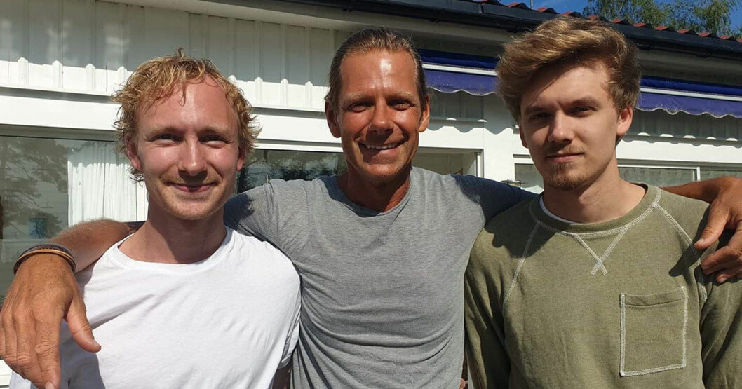 Mattias Pettersson med sina två söner