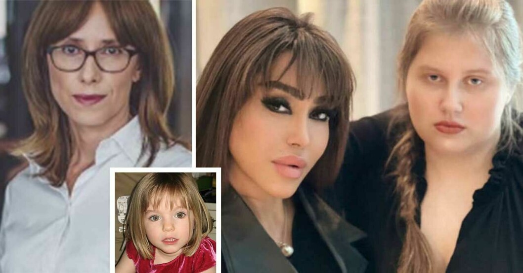 Julia Wendells mamma Dorota Wandelt-Cholewinski och Julia med sin talesperson Dr Fia Johansson samt Madeleine McCann.