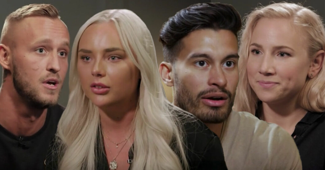 Daniel Antonsson, Hanna Bodelson, Victor Hemby och Sara i Middag med mitt ex 2019.