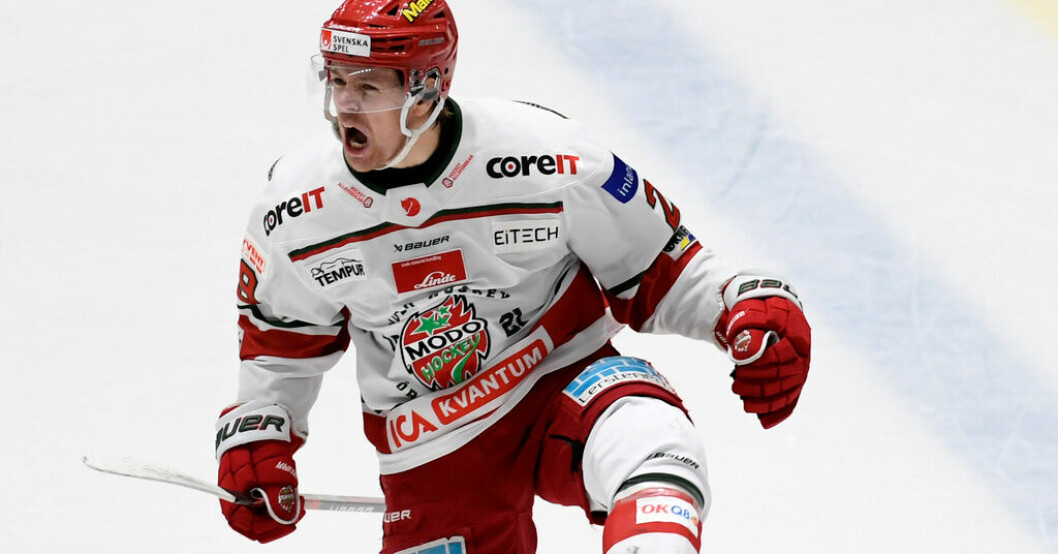 Modos Mikkel Aagaard gjorde två mål när hans lag säkrade seriesegern i sista omgången. Arkivbild. Modo gick på knock – vann allsvenskan