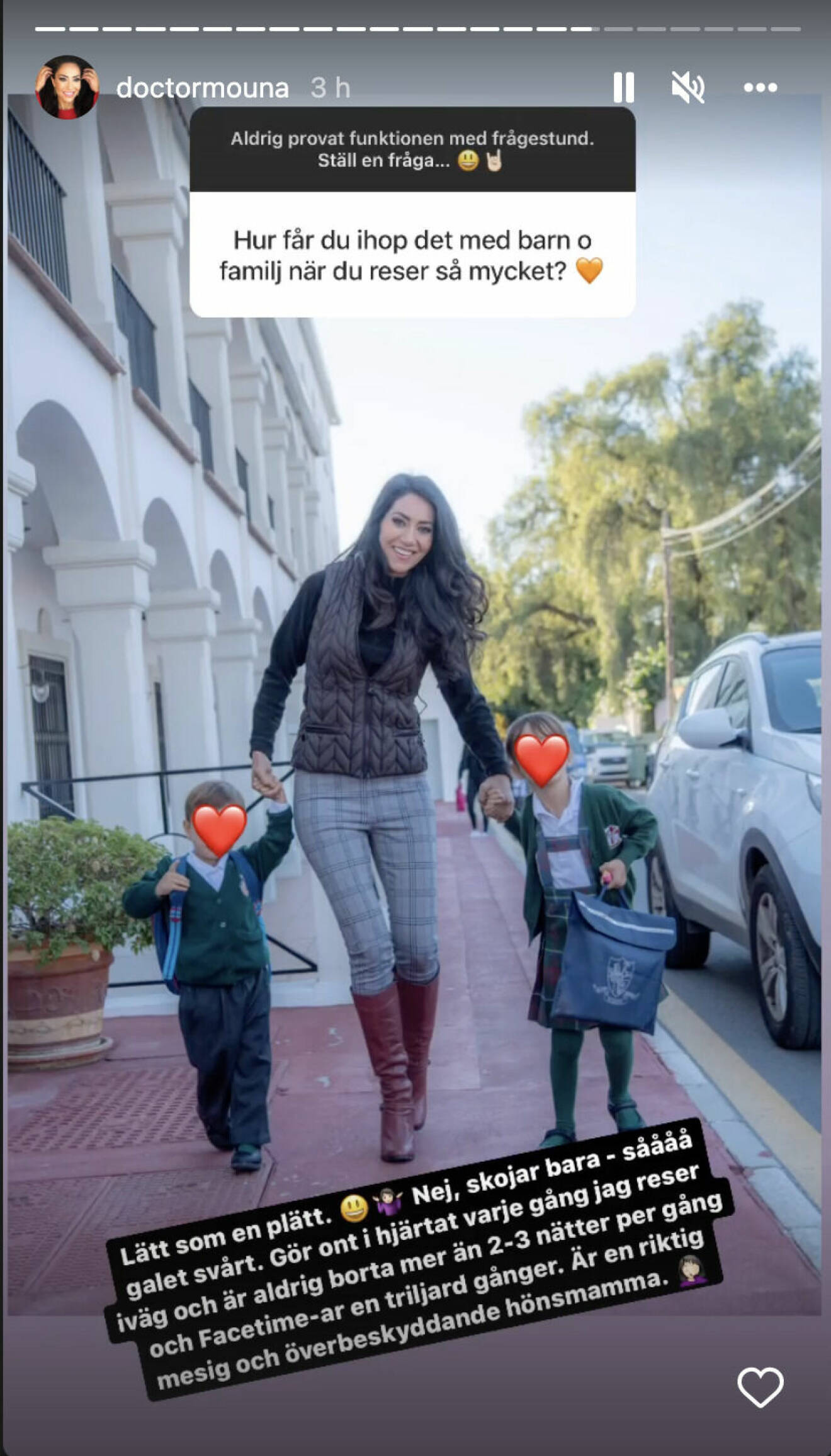 Mouna med sina två barn