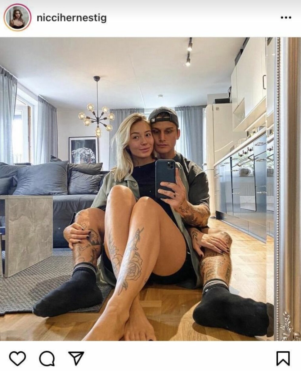 Nicci och Mathias från tiden då de var ett par. Nicci Hernestig och Mathias