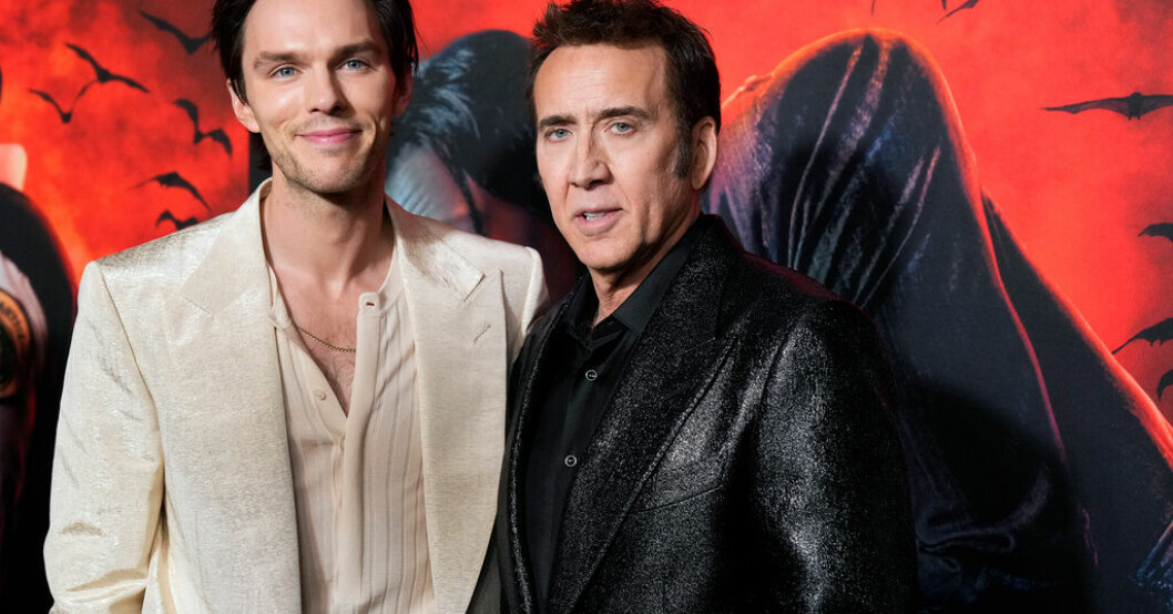 Nicholas Hoult tillsammans med Nicolas Cage på premiären för "Renfield" i New York i slutet av mars. Arkivbild. Insekter på menyn för Draculas hjälpreda