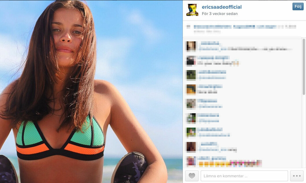 Eric Saade postade en strandbild på Nicole Falciani. Foto: <a href="https://instagram.com/ericsaadeofficial/" target="_blank">Instagram</a> Eric Saade postade en strandbild på Nicole Falciani. Foto: Instagram