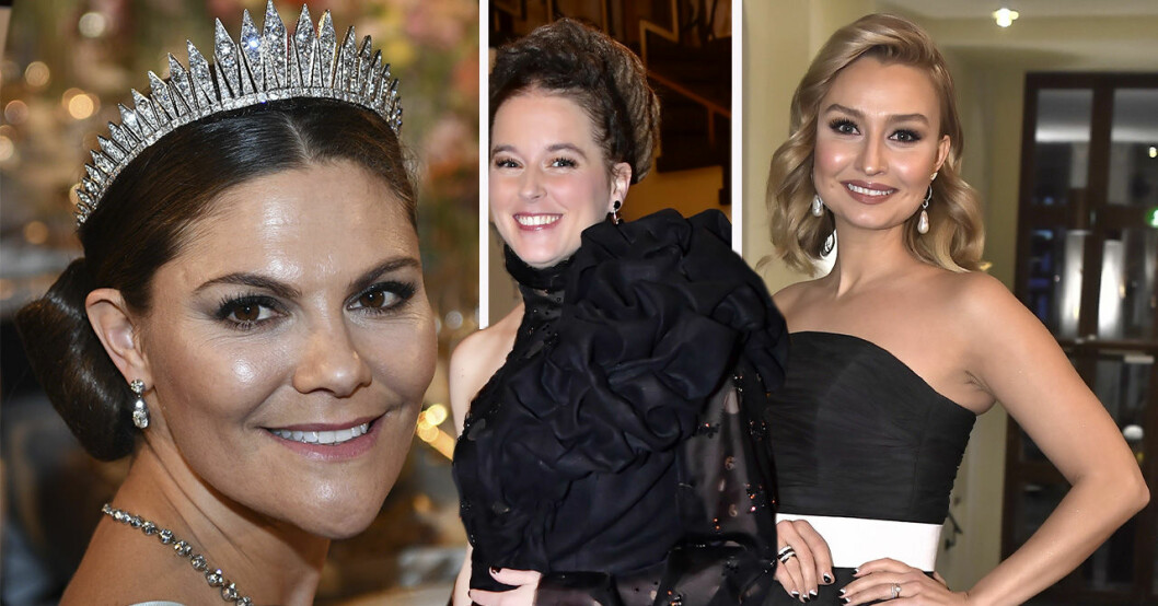 prinsessan Victoria, Amanda Lind och Ebba Busch Thor på Nobelfesten 2019.
