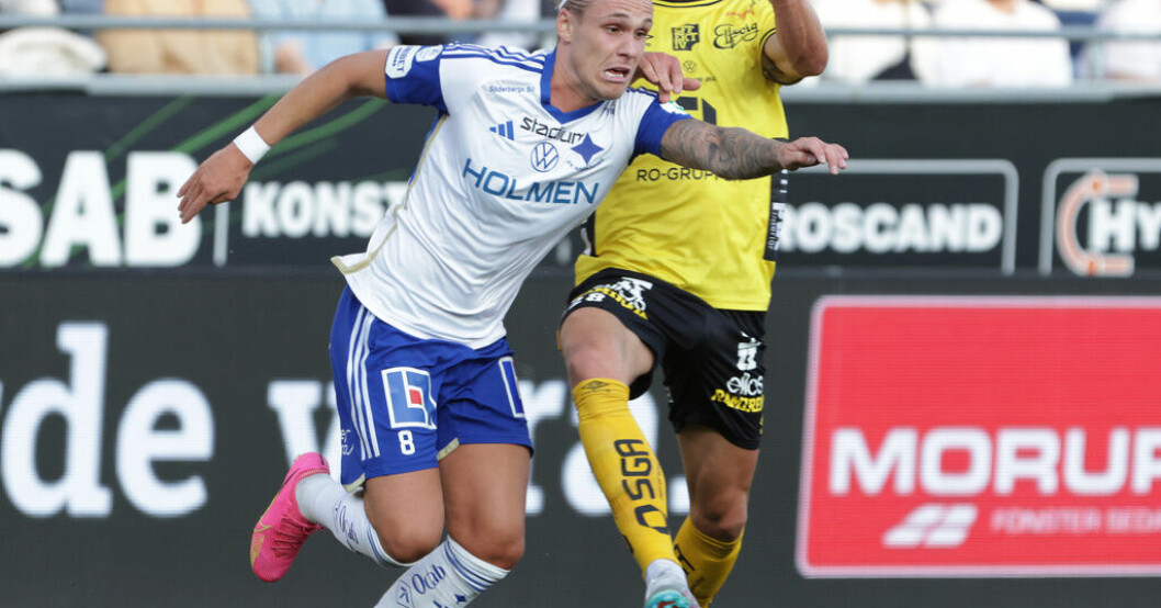 Norrköpings Arnór Sigurdsson och Elfsborgs Noah Söderberg i duell under det allsvenska toppmötet. Elfsborg vände toppmötet – ny tvåa bakom MFF