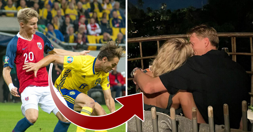 Martin Ödegaard visar upp flickvännen Helene Spilling på sociala medier.