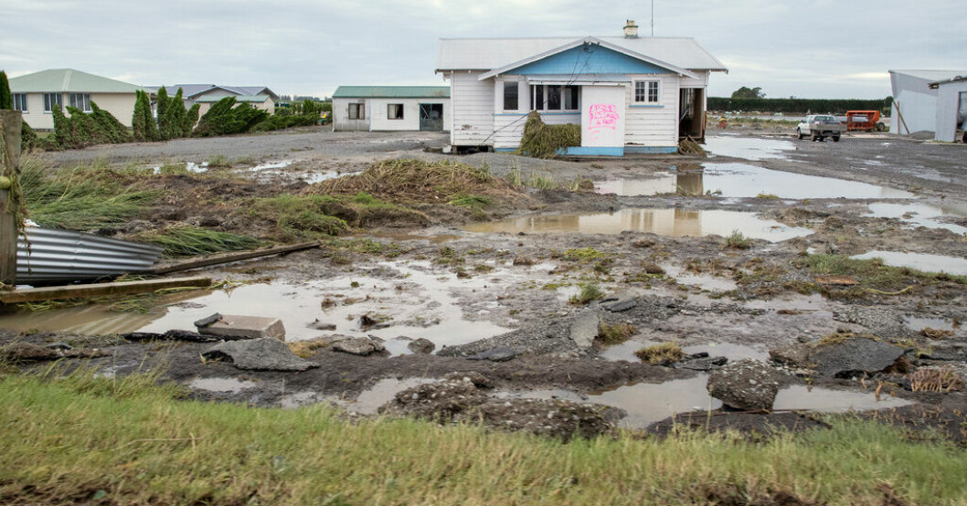 Området Hawke's Bay i Nya Zeeland är ett av de värst drabbade av orkanen Gabrielles framfart. Bild från fredagen. Fler döda befaras efter cyklon i Nya Zeeland