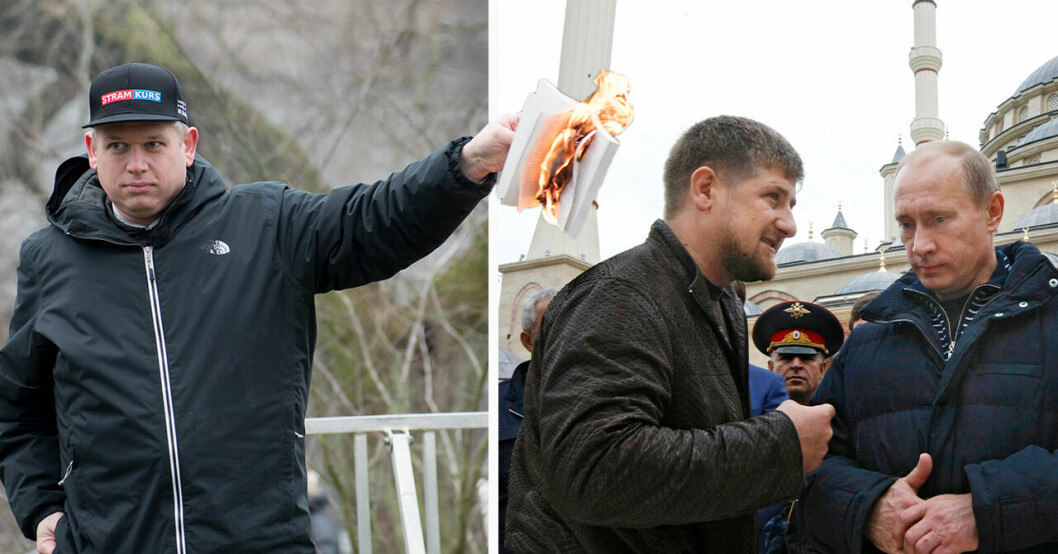 Rasmus Paludan, Ramzan Kadyrov och Vladimir Putin.
