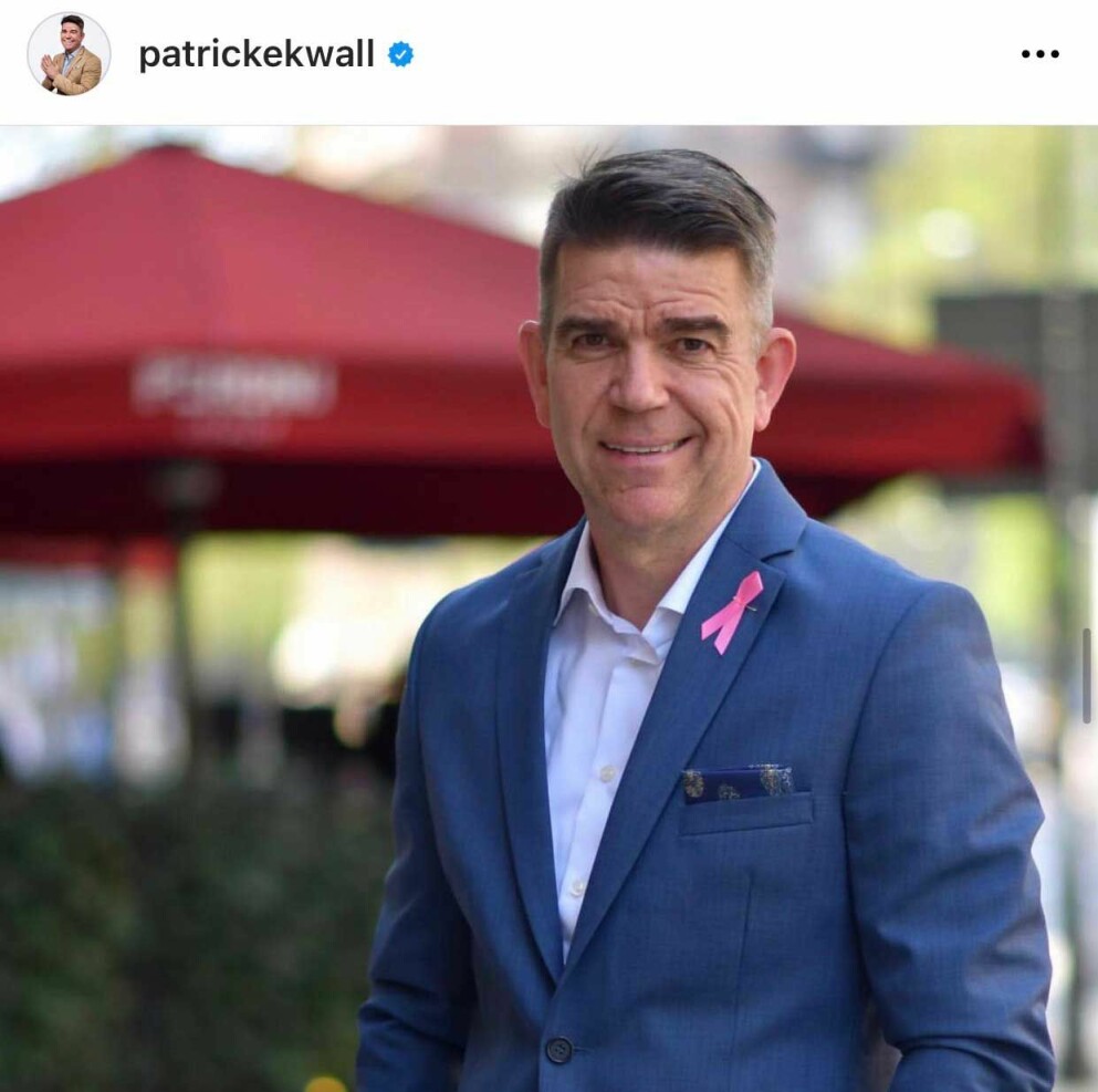 <span class=" italic" data-lab-italic_desktop="italic">Patrick är nu ambassadör för Bröstcancerförbundet. Foto: Patrick Ekwall/Instagram</span>