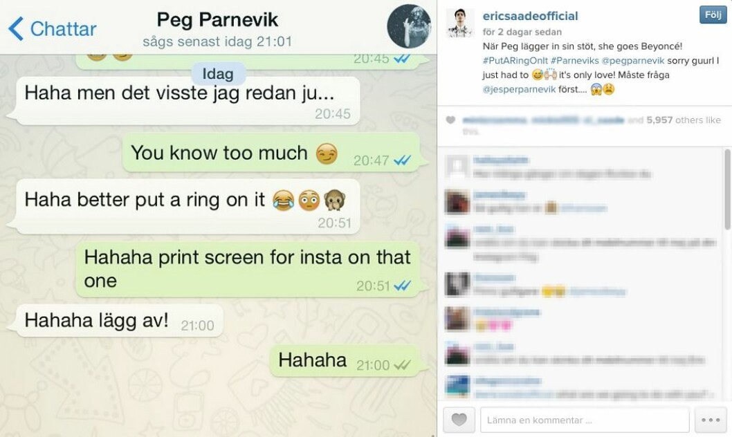 Dags för förlovning, eller? Foto: <a href="https://instagram.com/ericsaadeofficial/" target="_blank" rel="noopener">Instagram</a> Dags för förlovning, eller? Foto: Instagram