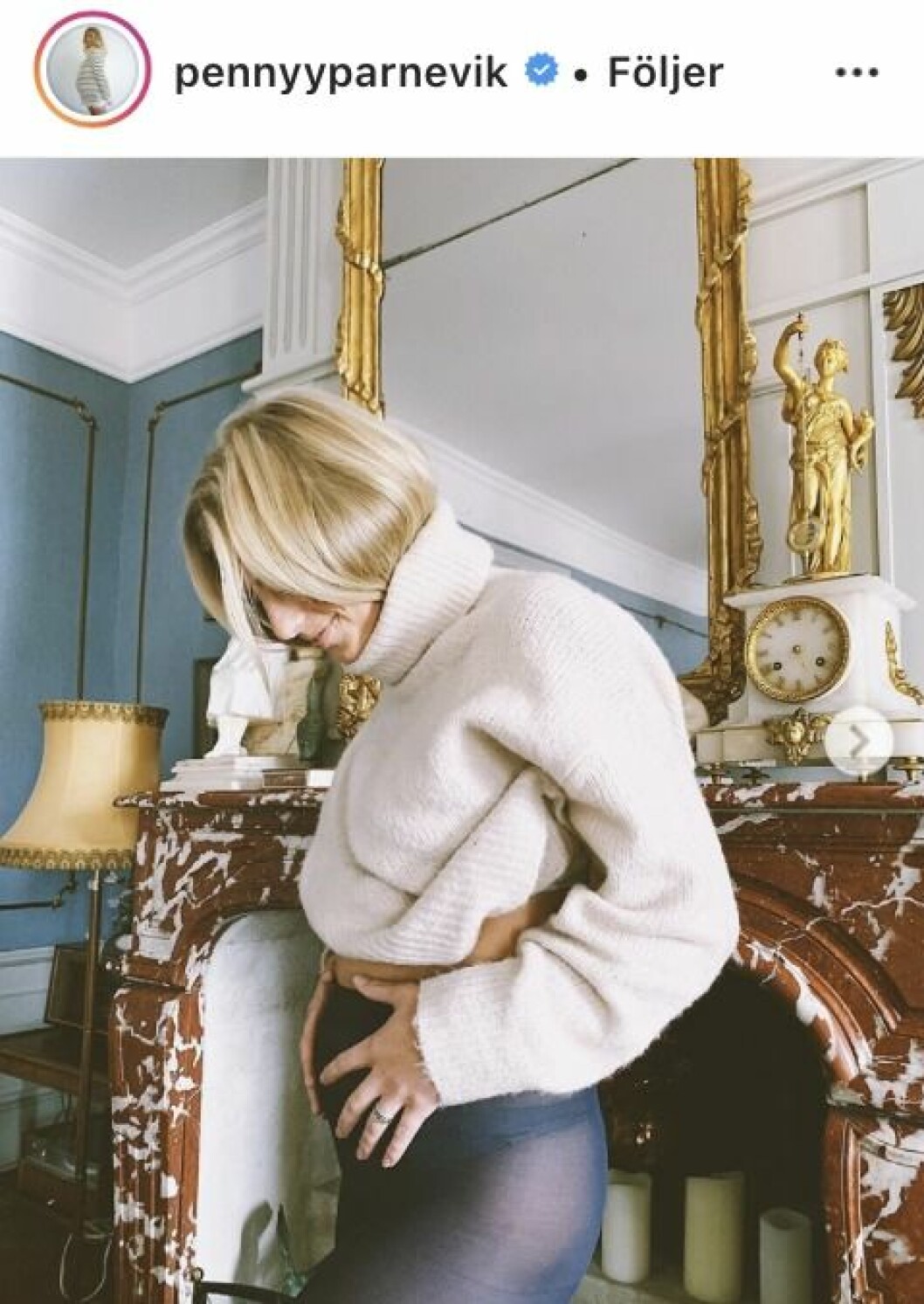 Här avslöjade Penny Parnevik att hon var gravid.