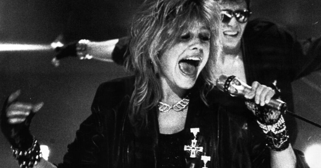 Pernilla Wahlgren i Melodifestivalen 1985. Arkivbild. Pernilla Wahlgren hedras i Melodifestivalen